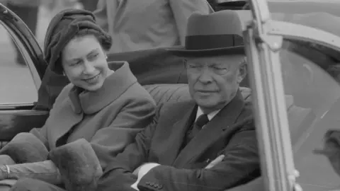 Getty Images The Queen and President Eisenhower