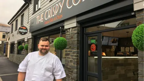 BBC Matthew Williams outside the Crispy Cod