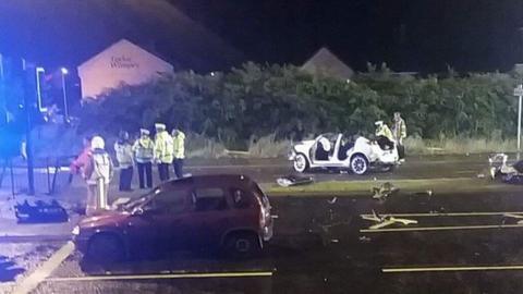 Police Car Crash In Whitley Bay Injures Three - BBC News