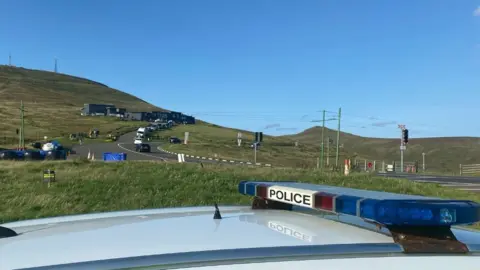 IOM Constabulary Police car on patrol on the Mountain Course