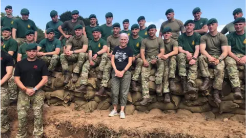 BBC Group photo of Royal Marines with Ms Pinfold