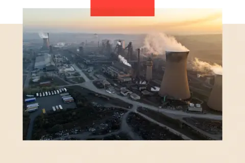 Getty Images An aerial view of the British Steel Scunthorpe Site