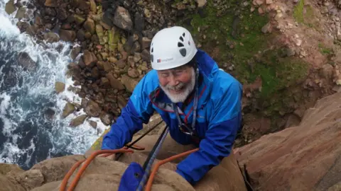 Leo Houlding, Chris Bonington Picture Library Chris Bonington climbing the Old Man of Hoy in 2014, to mark his 80th birthday