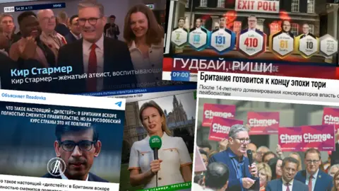 A selection of headlines and images from Russian media outlets