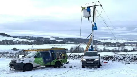 Electricty North West Power lines being repaired in Buxton