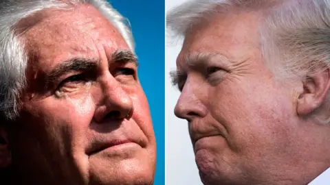 AFP President Donald Trump (R) and Secretary of State Rex Tillerson