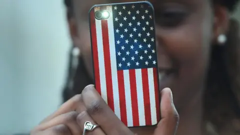 Getty Images A smartphone in a case showing the US flag