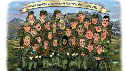 Will Kevans Cartoon of Welsh Guards company