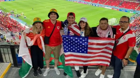 FAMILY PHOTO During Wales first clash they met fans from the US
