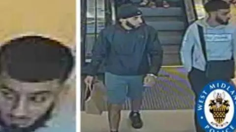 West Midlands Police Two men pictured in a CCTV image issued by police over a hit-and-run crash