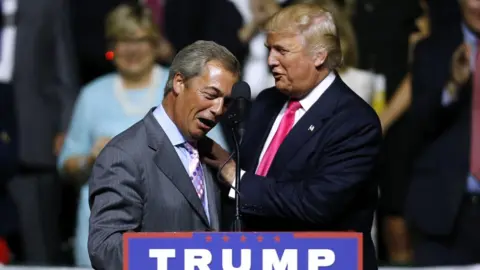 Getty Images Donald Trump and Nigel Farage in Mississippi, 24 Aug 16