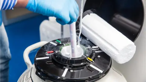 Getty Images Liquid nitrogen cryogenic tank at life sciences laboratory