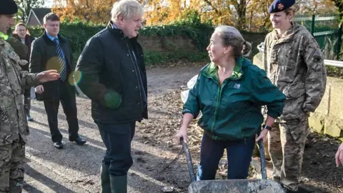 PA Boris Johnson speaking to South Yorkshire resident