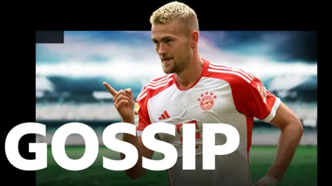 Bayern Munich defender Matthijs de Ligt and the BBC Gossip logo