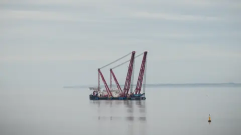 EDF Energy Floating crane platform in water