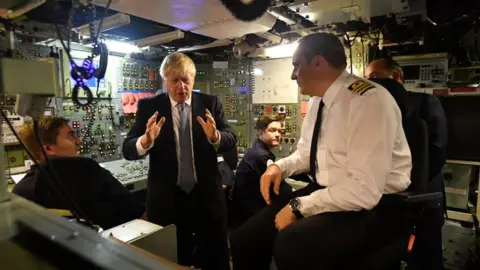 Getty Images Boris Johnson on a submarine