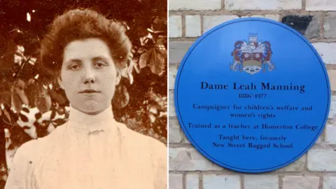 Homerton College/Anglia Ruskin University Leah Manning and blue plaque