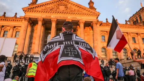 Getty Images Protesters outside the Reichstag in August 2020