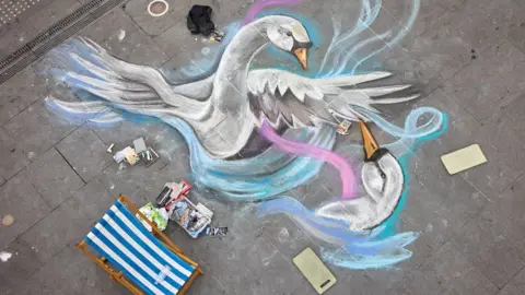 Andrew Moore/River Festival Coventry Swan picture on floor