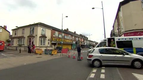 Police cordon on Dudley Road, Birmingham