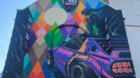 Steve Hayles Mural on the side of LazerQuest in Weston-super-Mare