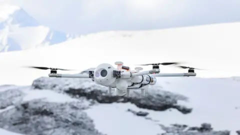 Royal Navy Drone in the air