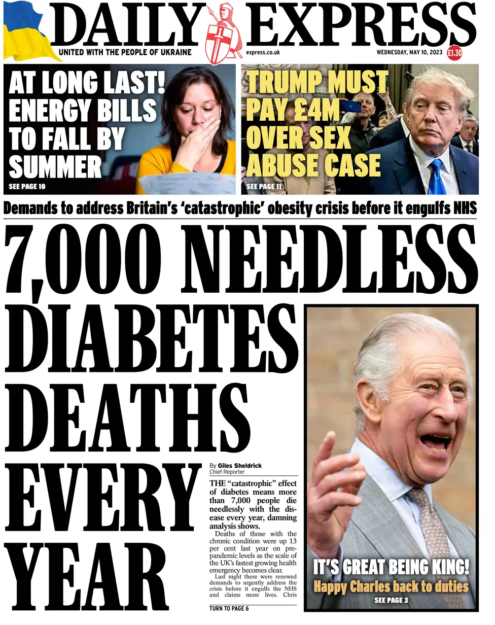The front page of the Daily Express