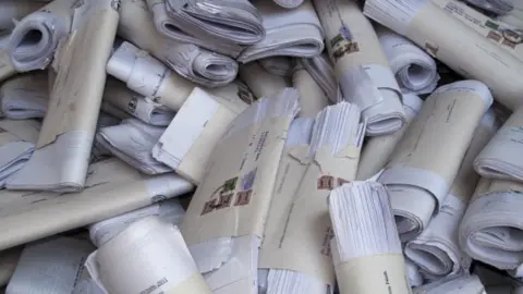 Getty Images Letters to be sorted out in front of the main post office in the capital of Himachal Pradesh