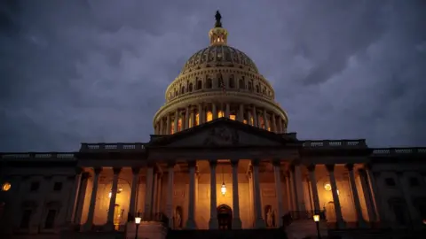 US Capitol at night