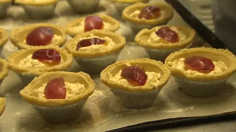 BBC Denbigh plum tarts on a baking tray