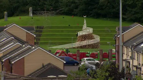 The small bonfire at a family festival in Derry