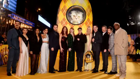 Getty Images Rob Delaney, Jing Lusi, Ariana DeBose, Sofia Boutella, Henry Cavill, Dua Lipa, Bryce Dallas Howard, Matthew Vaughn, Claudia Schiffer, John Cena, Bryan Cranston, Sam Rockwell and Samuel L. Jackson attend attends the World premiere of "Argylle" at Odeon Luxe Leicester Square on January 24, 2024 in London, England