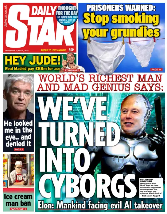 Front page of the Daily Star