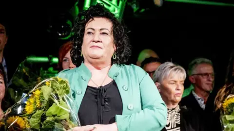 ROBIN UTRECHT/ANP/AFP Caroline van der Plas looks on as she delivers a speech during a presentation of the candidate list of the BoerBurgerBeweging (BBB) party