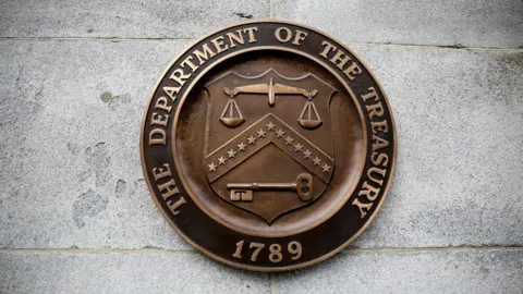 Getty Images Logo of United States Treasury Department is seen in Washington, DC, United States on February 04, 2020