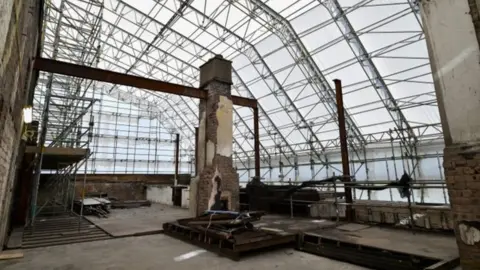 Getty Images A view of repair work to top floor of the west wing of the Mackintosh building