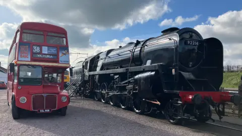 BBC London Routemaster bus and steam train