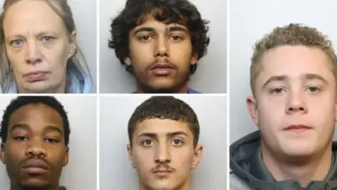 Five of the six people who were sentenced for their involvement in a county lines drug network