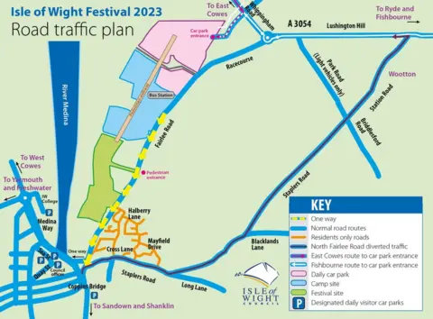 Isle of Wight Council Festival traffic map