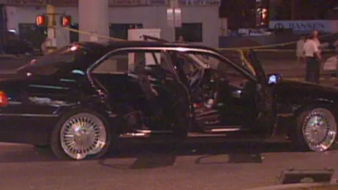 Image shows the car Tupac was in the night he was shot.