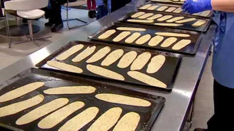 Flatbreads on trays