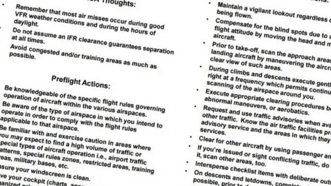 USAF The pre-flight reference sheet given to pilots by the USAF