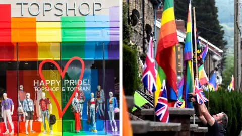 Alamy/Reuters Many companies adopt Pride rainbows in June each year but this year there are also rainbows to support the NHS