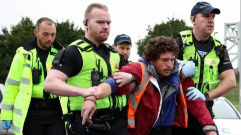 Reuters Protests at junction 31 of the M25