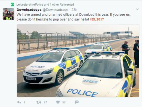 @Downloadcops Tweet of police officers at Download