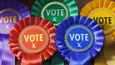 Getty Images Rosettes of the main parties