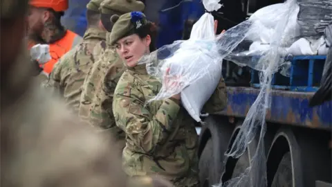 PA Media West Yorkshire got troops from The Highlanders, 4th Battalion to help assist with flood defences