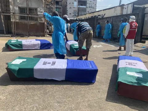 BBC People drape coffins in the national flag