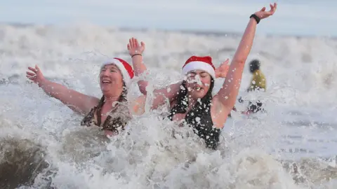 PA Boxing Day dippers in Tynemouth