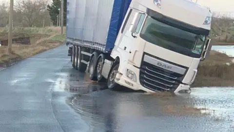 Essex Fire Service Lorry stuck in flood water